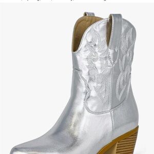 Silver Western Ankle Boots